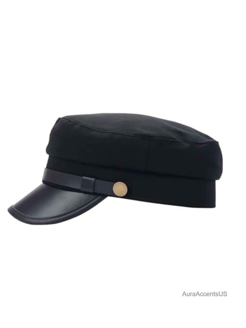 Vintage Newsboy Cap Cotton PU Leather Baker Boy Hat Unisex